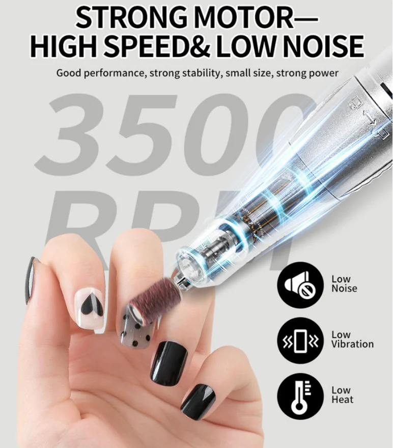 Rechargeable Digital Nail Drill, Upgraded Version, Multi-Speed, Multiple Drill Bits, Large Motor, Long Battery Life, Easy to Use