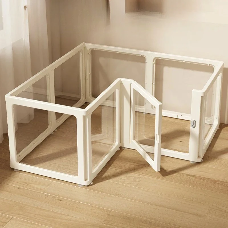 Indoor DIY Small Pet Dog Fence Cage System with Door Dog Fence Fully Transparent Acrylic Puppy House Freely Combined Kitten Yard