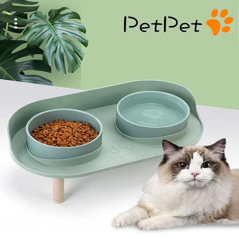 

Food Feeders Pet Cat Double Bowls Feeder Adjustable Height Cats Dogs Drinker Water Bowl Dish Elevated Feeding Kitten Supplies