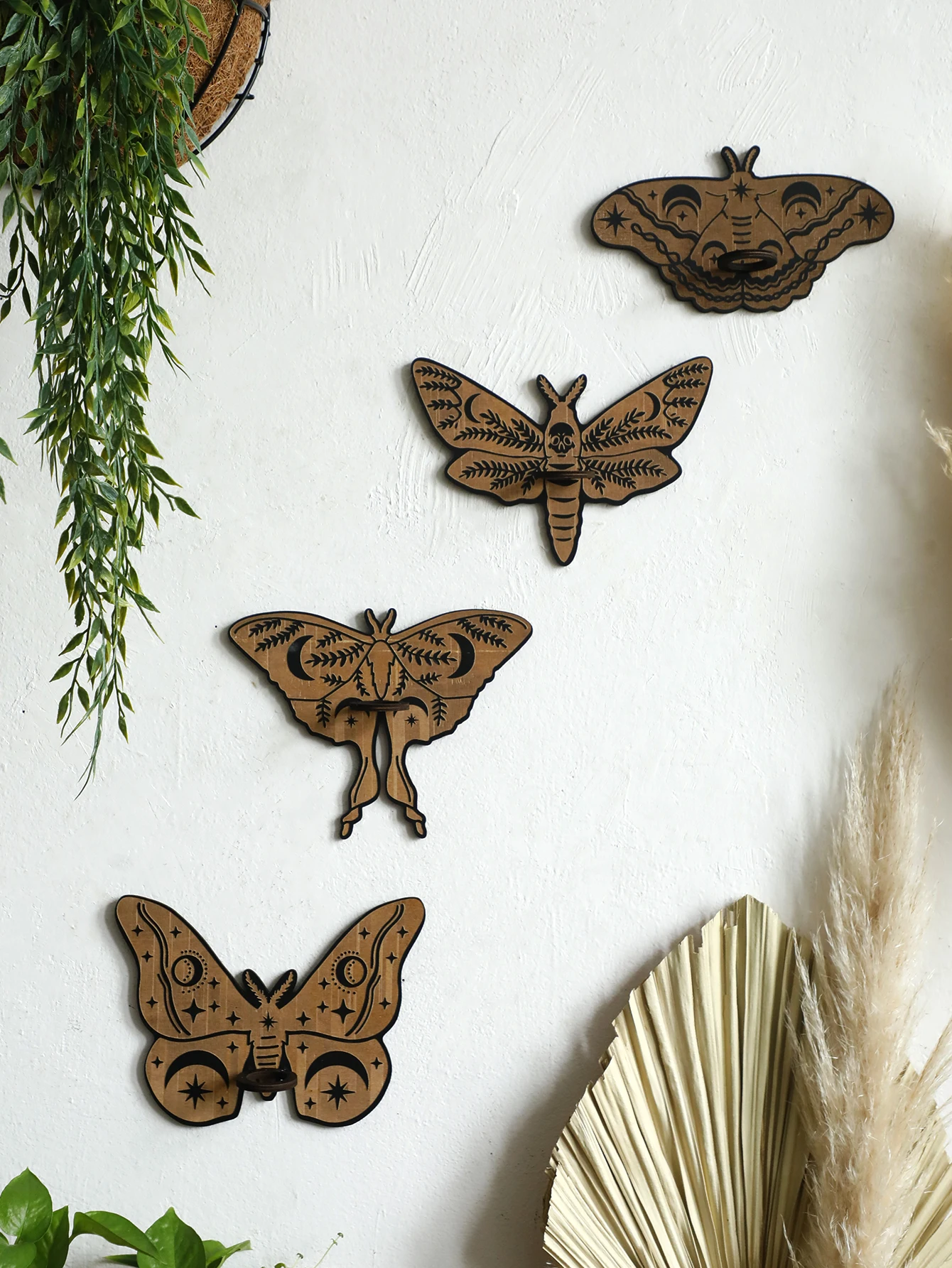 Butterfly Wall-Mounted Propagation Station，Wooden Hanging Plant Holder with Plastic Tubes for Indoor Plants, Hydroponic Planter