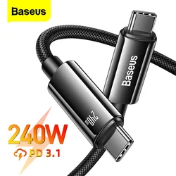 Baseus 240W USB Type C Cable for Realme Samsung S23 Huawei PD3.1 Supercharge 5A Fast Charger Type C to Type Cable for Macbook PC