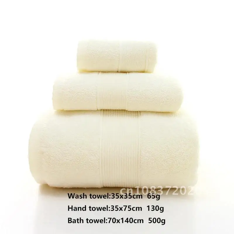 100% Cotton Towels Set, Highly Absorbent Bath Towel Set  Washcloths 3 pcs Bath Towels Hand Towels Home Hotel adult bath towel