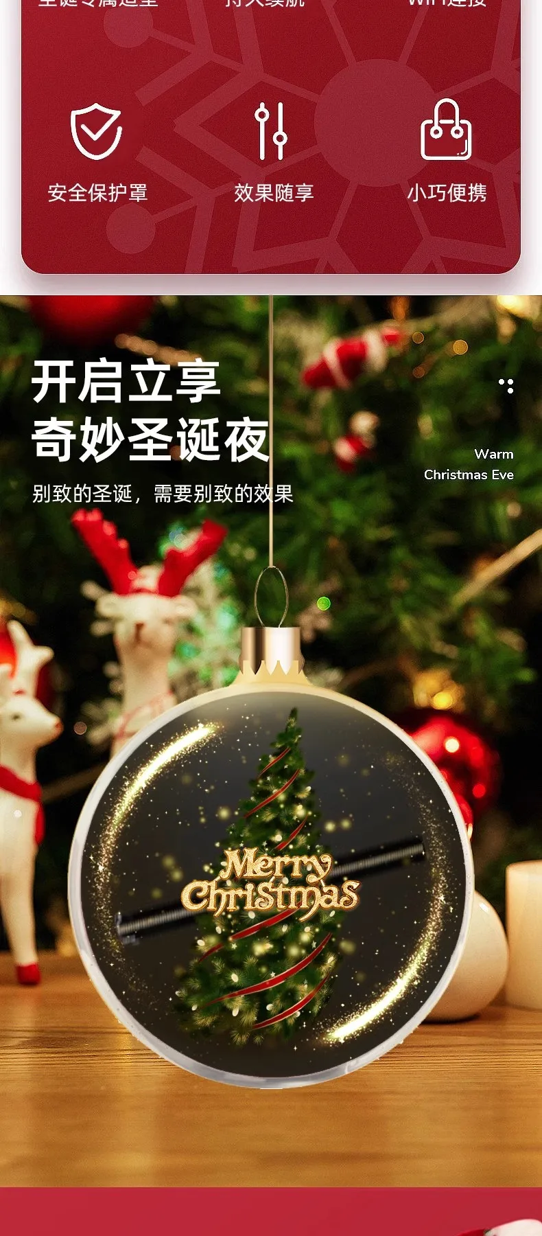 Single and double-sided Christmas ball LED naked eye 3D holographic fan screen advertising transparent screen air imaging