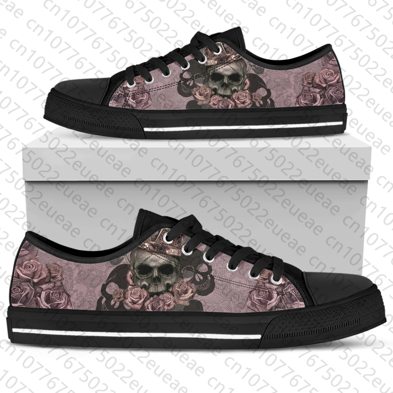 Skull Queen 3D Pattern Light Low Top Shoes Canvas Vulcanized Shoes for Women Lace-up Spring Summer Sneakers Flats