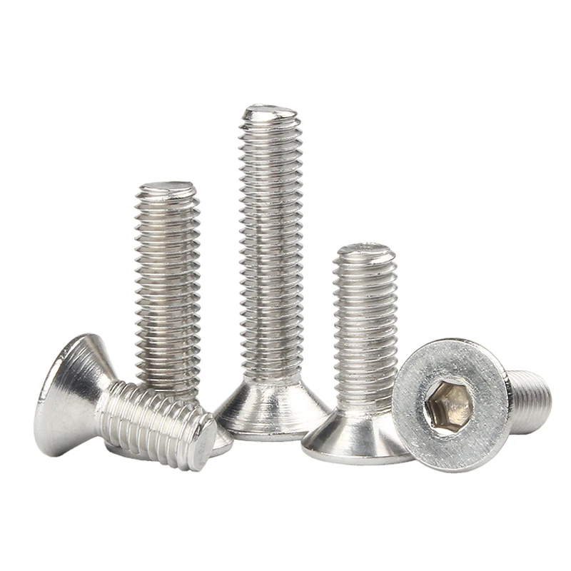 304 Stainless Steel Hexagon Hex Socket Countersunk Screw Flat Head Screw Allen Bolts DIN7991 M1.6 M2 M2.5 M3 M4 M5 M6 M8 M10