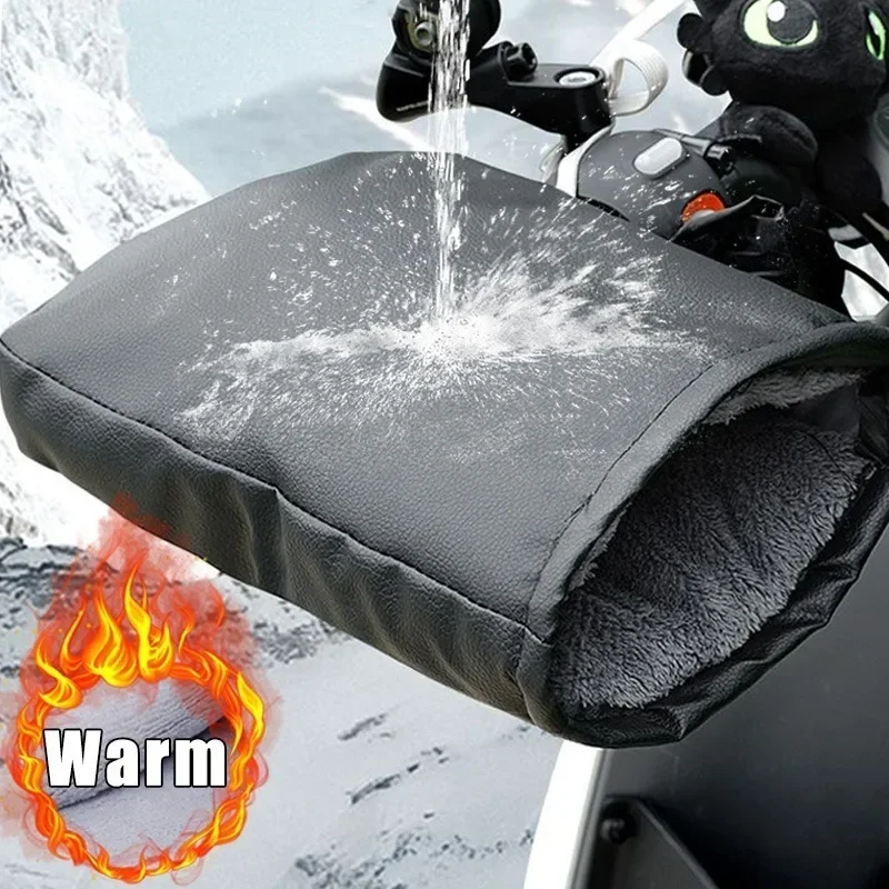 Motorcycle Scooter Thick Warm Handlebar Muff Grip Handle Bar Muff Rainproof Riding Protective Winter Warmer Thermal Cover Gloves