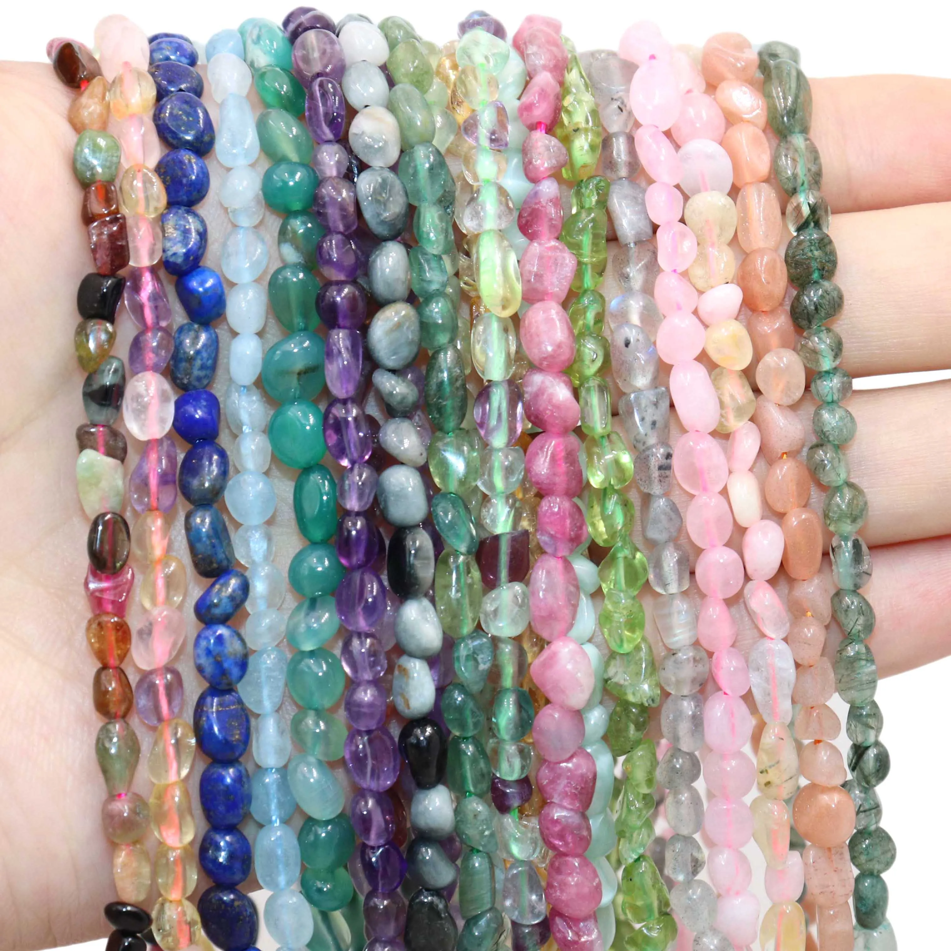 3-5MM Irregular Natural Stone Morganite Jades Agates Amazonite Quartz Loose Spacer Beads For Jewelry Making DIY Bracelet