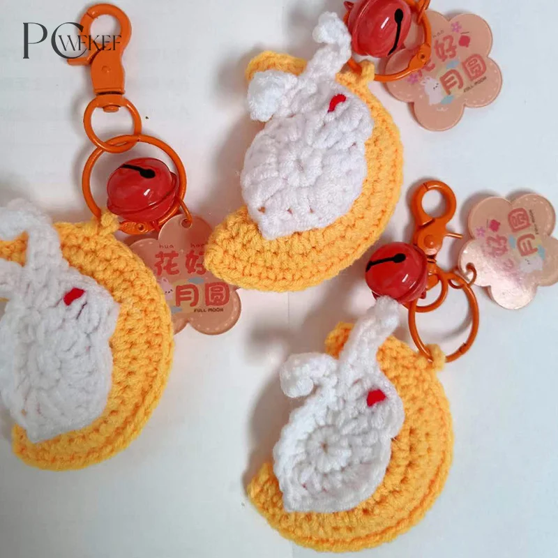 Creative Flower Moon Full KeychainMid-Autumn Festival KeychainMoon Rabbit KeychainBag Pendant