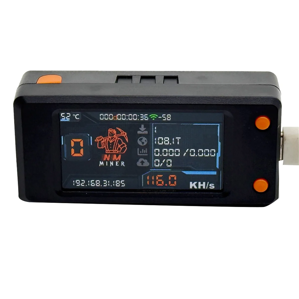 A74Z Atualização Nerdminer 118KH/S BTC Solo Lottery Miner com tela colorida de 1,91 polegadas Bitcoin BTC Miner ASIC Miner