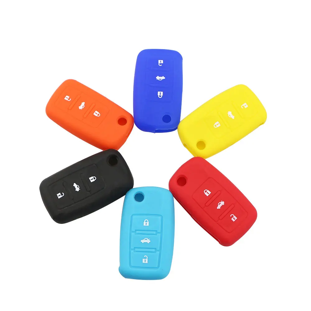 Silicone Key Case Fob 3 Buttons for VW Volkswagen Golf Jetta Polo Beetle Passat Rabbit MK4 MK5 5 R32 Car Key Cover