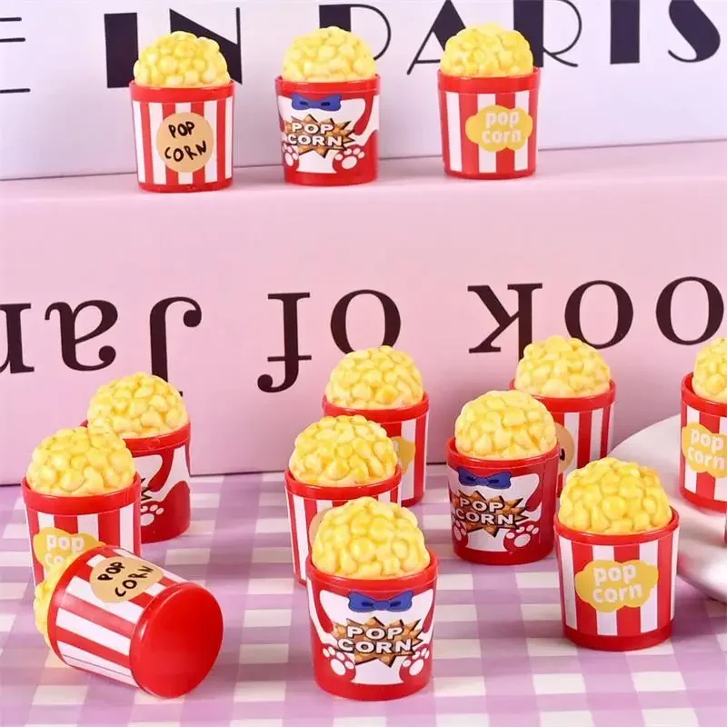 10 Uds casa de muñecas miniatura simulación cubo de palomitas de maíz modelo Micro adornos de paisaje accesorios para casa de muñecas niños juguete para regalo