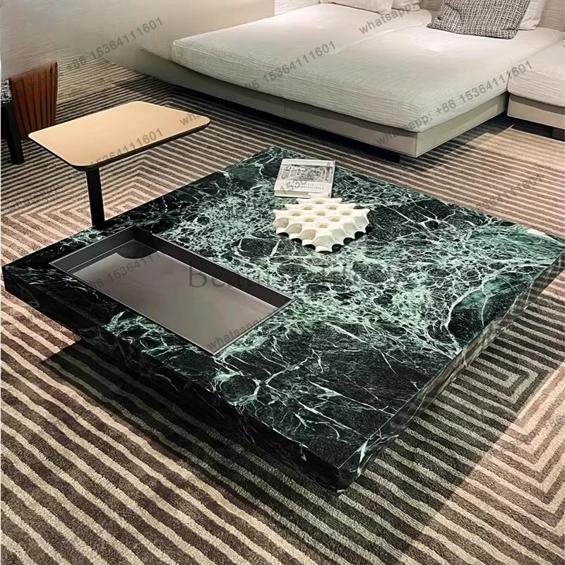 

Italian green marble coffee table living room Italian minimalist modern simple light luxury box coffee table