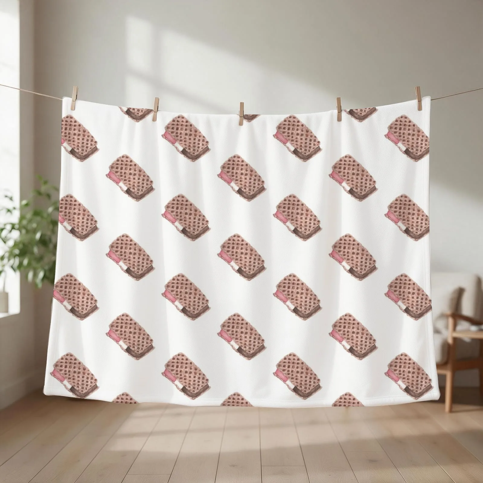 Ice cream sandwich Throw Blanket Beach Quilt Picnic Hairy Blankets
