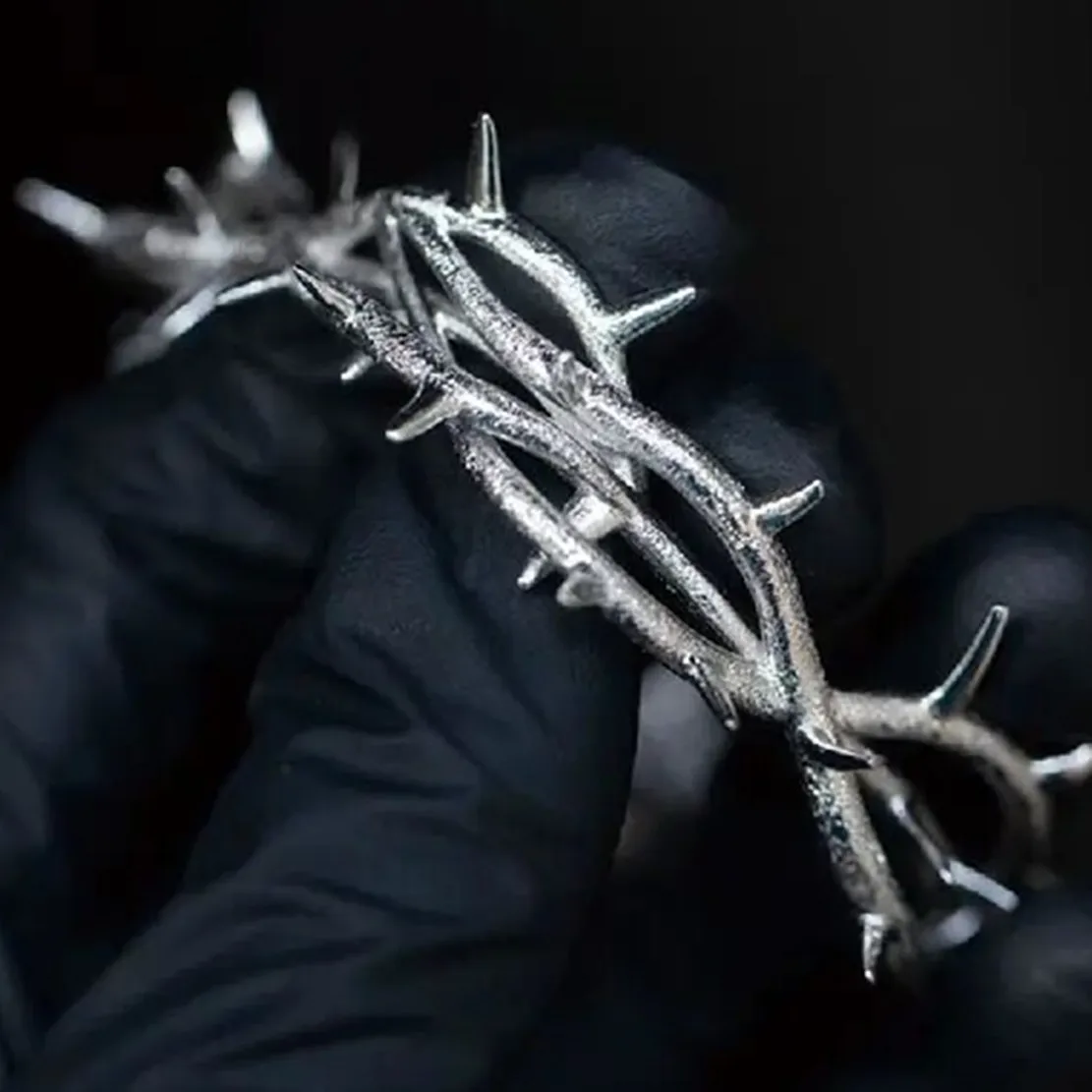 شوكة سوار الشرير القوطية تأثيري للجنسين المعادن الهيب هوب اليد سلسلة فضية اللون مجوهرات أساور الدعائم عيد ميلاد الملحقات