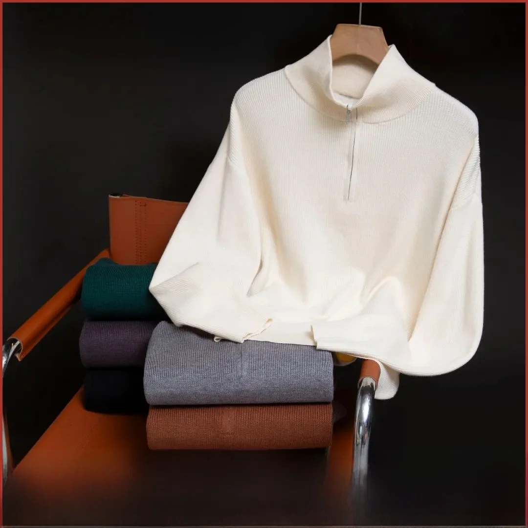 

Итальянский дизайн на молнии, повседневный вязаный свитер, новый осенний мужской роскошный модный пуловер для отдыха, мягкий теплый цвет