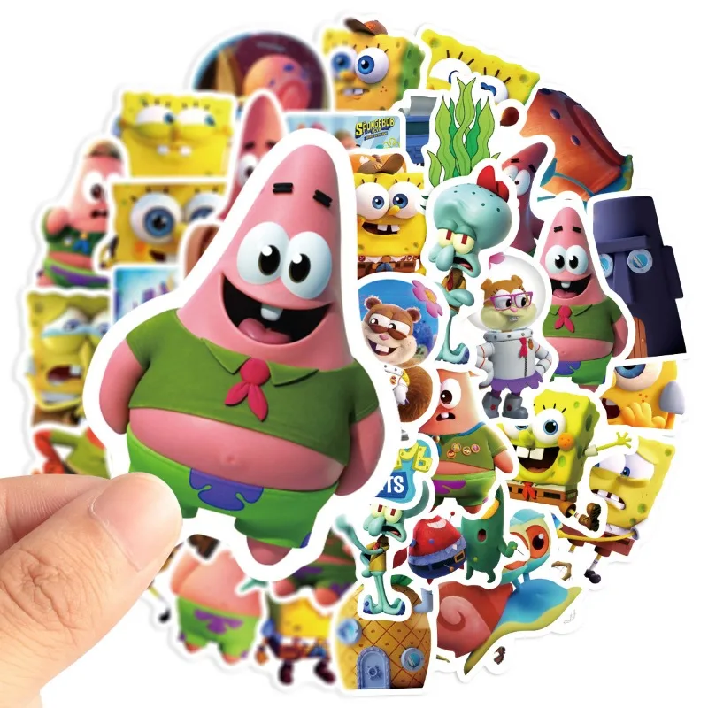 50PCS SpongeBob SquarePants Patrick Star Stickers Guitar Cup Refrigerator Notebook Luggage Decorative Stickers Wholesale