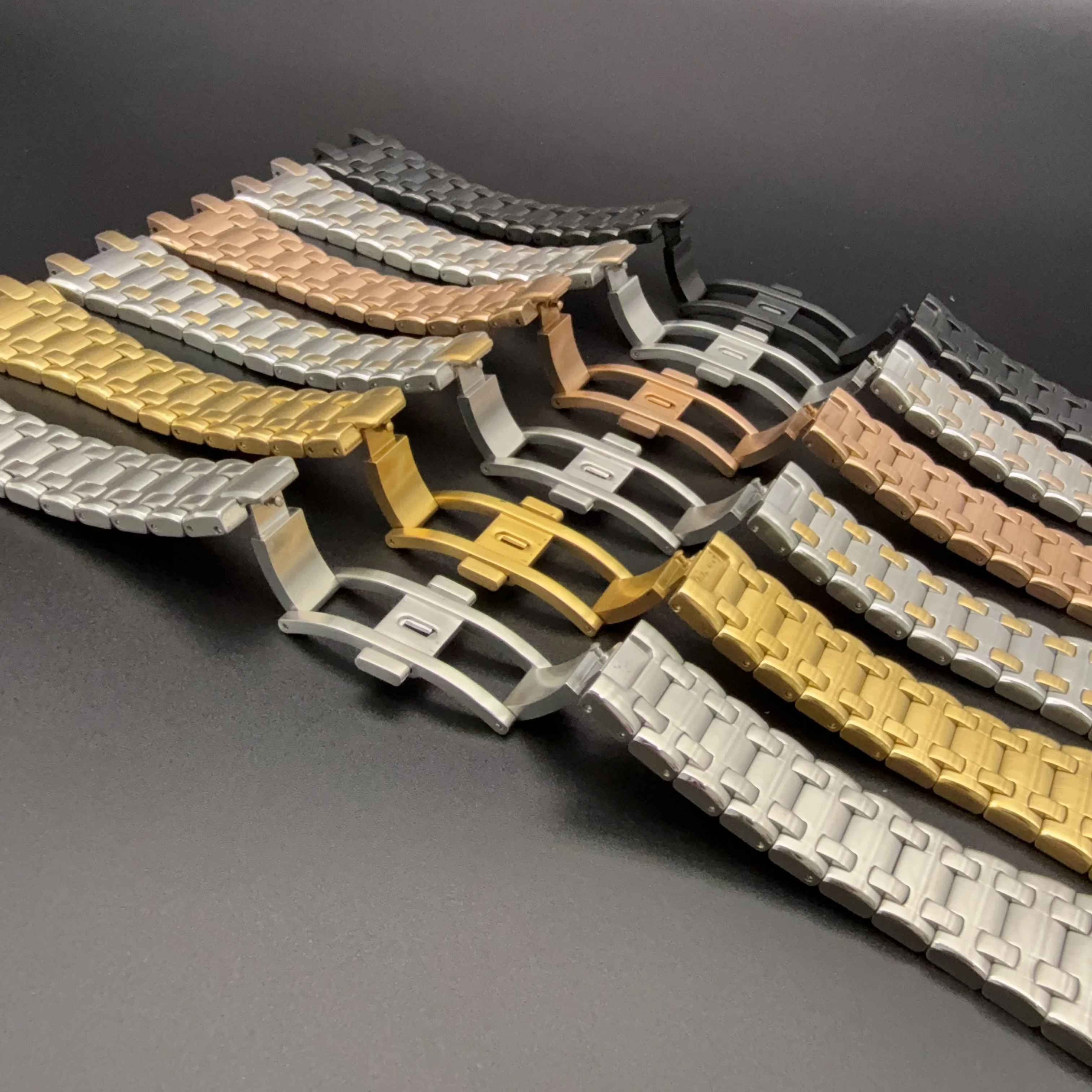 لساعة Ap Royal Oak Offshore قطر 42 مللي متر حزام ساعة من الفولاذ المقاوم للصدأ الصلب 28.5 مللي متر مقعر محدب 15710 26470 أشرطة الساعات