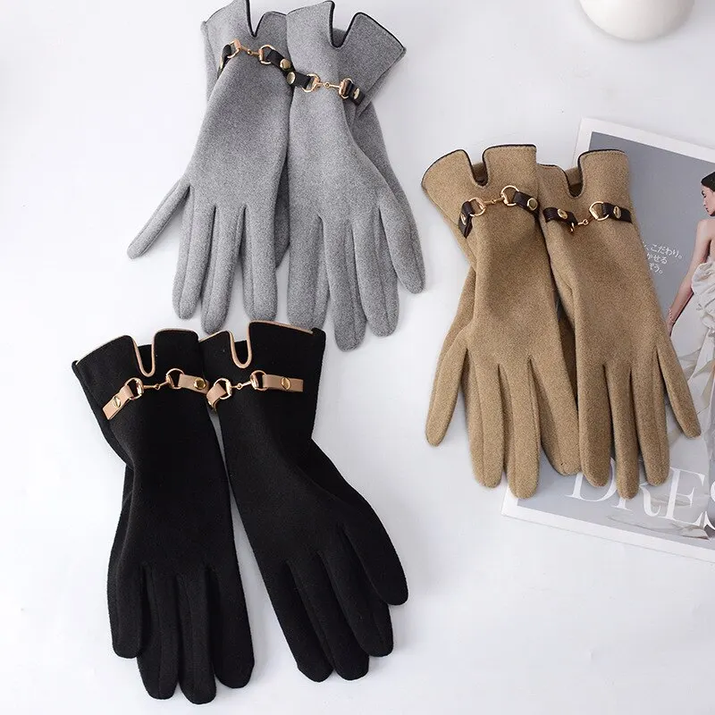 Fashion Lady Glove Mittens Women Winter Vintage Touch Screen Driving Keep Warm Windproof  Dropshiping New Grace mitaine femme