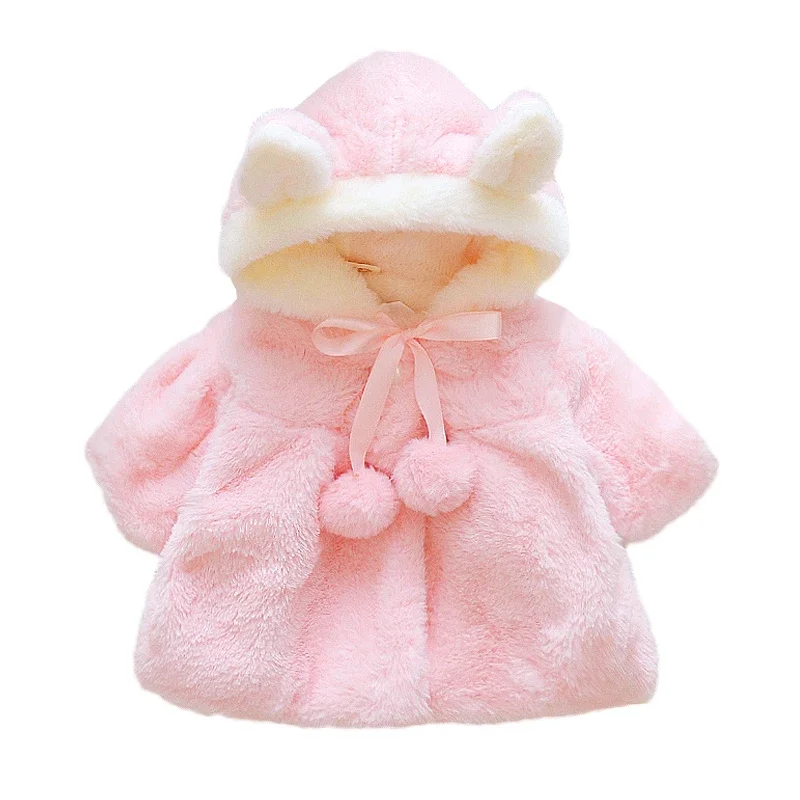 

Girl Clothes Cute Rabbit Ears Plush Princess Girls Coat Autumn Winter Warm Hooded Infants Jacket Children Christmas Outwear A58