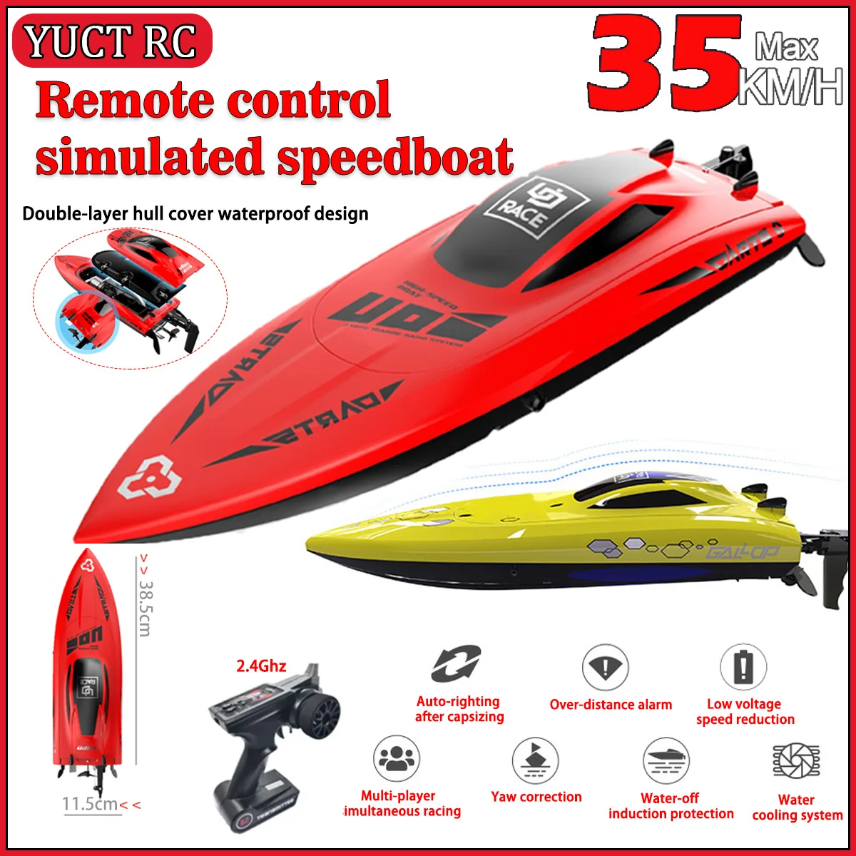 UDiRC UDI008 UDI009 High Speed RC Boat 2.4GHz Waterproof Anti-Capsize Remote Control Speedboat Pool Lake Hobby Gifts Toys