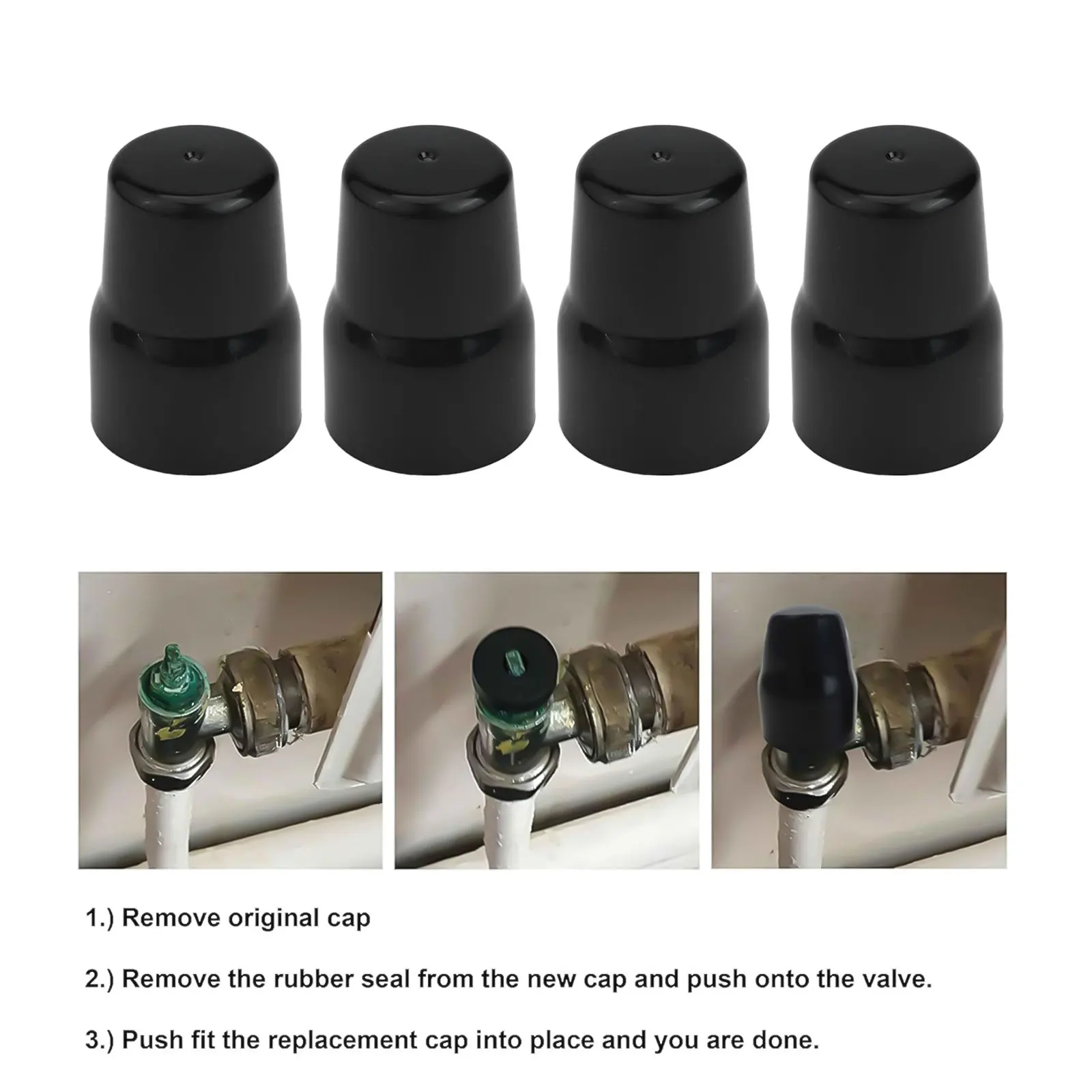 4-10pc Radiator Valve Cap Easy Push-Fit Replacement Valve Cover Black Radiator Water Heater Heating Pipe Decorative Cover