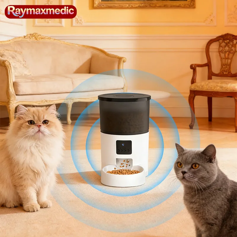 

Автоматическая кормушка для кошек Raymax 4L с камерой и видео, дозатор корма для животных, умный диктофон, дистанционное управление, автоматическая подача корма для кошек и собак