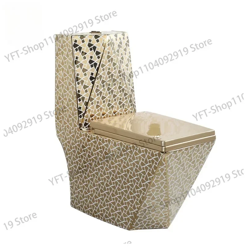 Luxury Diamond Golden Bathroom Accessory Japanese One Piece Set Decor Bowl Ceramic Wc Gold Toilet