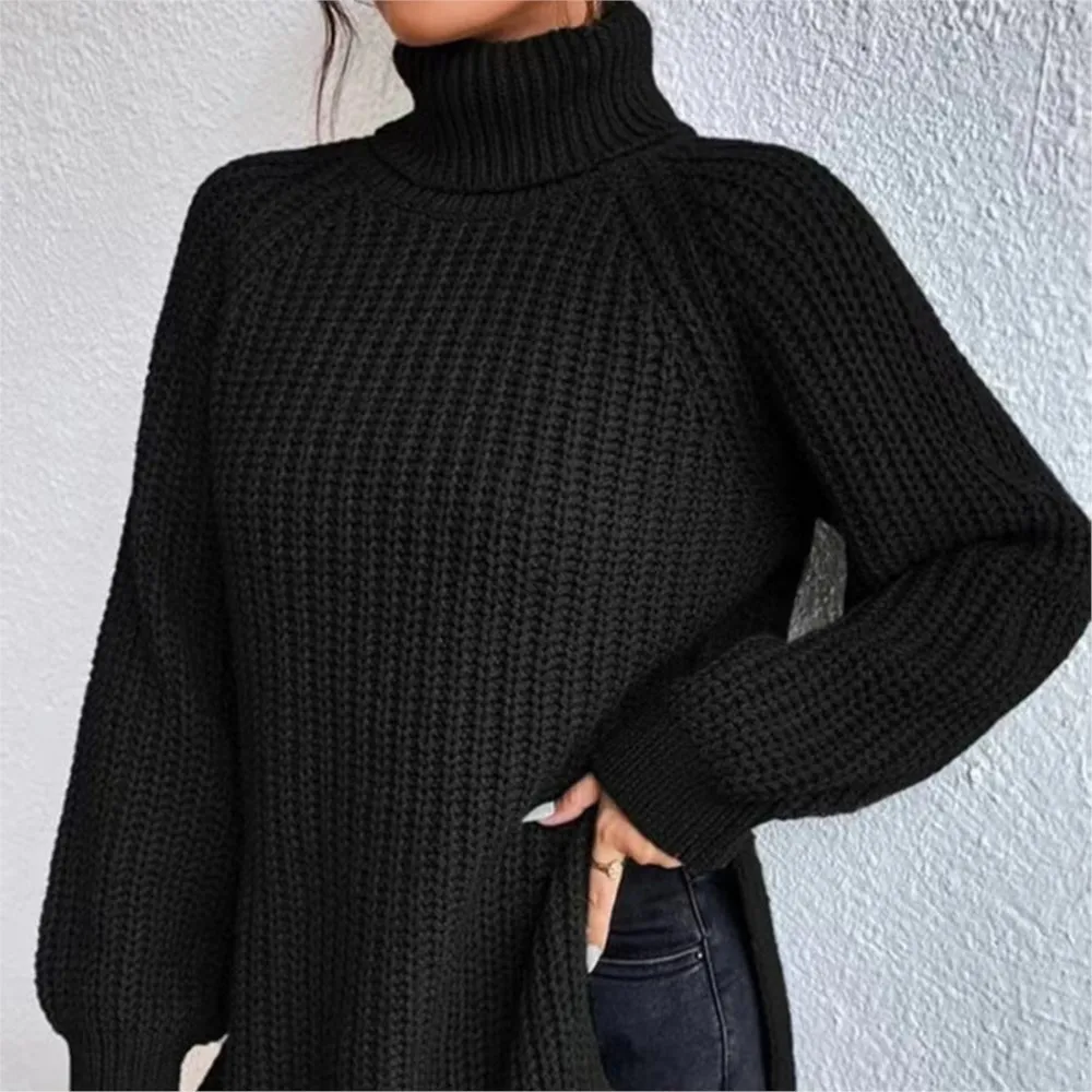 MsChuh Comfortable All-match Loose Simple Style Sweater Winter Clothes Woman Pull Femmes Commuting Daily Long Sleeves Turtleneck