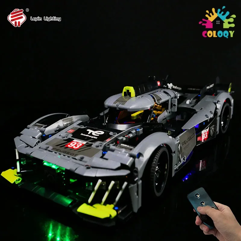 DIY Building Block Iluminação, Compatível com K-Box, Cinza, Verde, Supercar Le Mans Grupo Mecânico, 42156LED, Controle Remoto