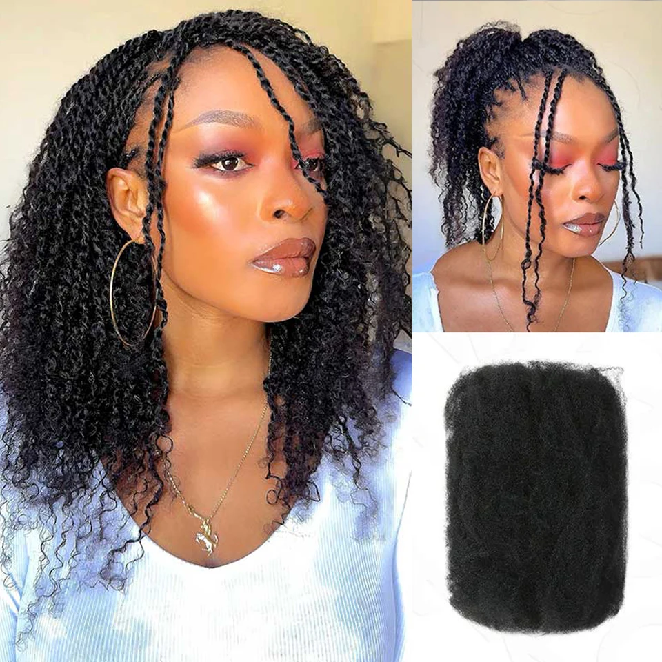 Sleek Remy Bulk Hair No Attachment Peruvian QVR Afro Kinky Curly Wave Human Hair Bulk For 1Pc Braiding Natural Color Braids Hair