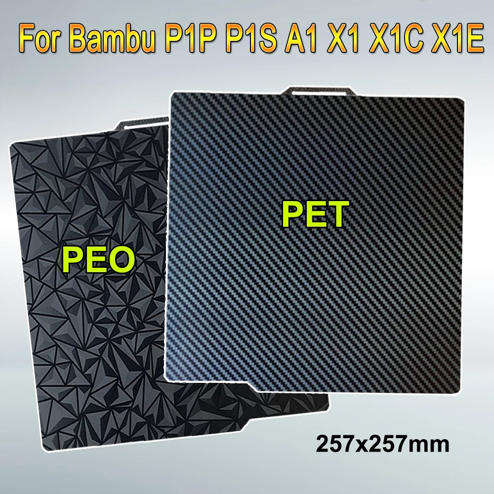 

Smooth PEO PET Plate for Bambu lab P1P P1S A1 X1 Build Plate Double Sided Spring Steel Sheet P1P Heat Bed for Bambulab X1 Carbon