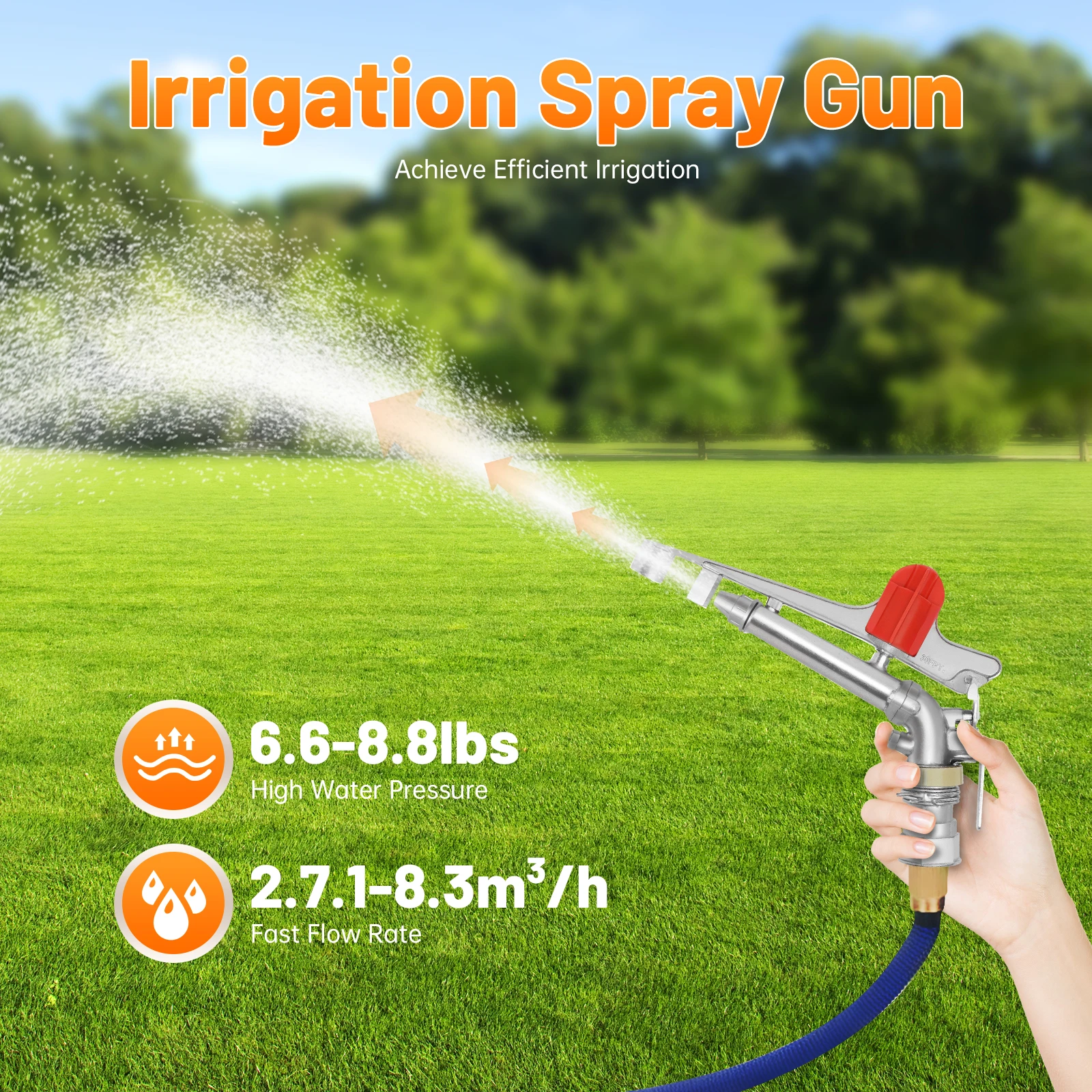 

Adjustable Irrigation Spray Gun Sprinkler Gun 360° Big Covering Range Sprinklers Farm Garden Irrigation Watering Rain Gun