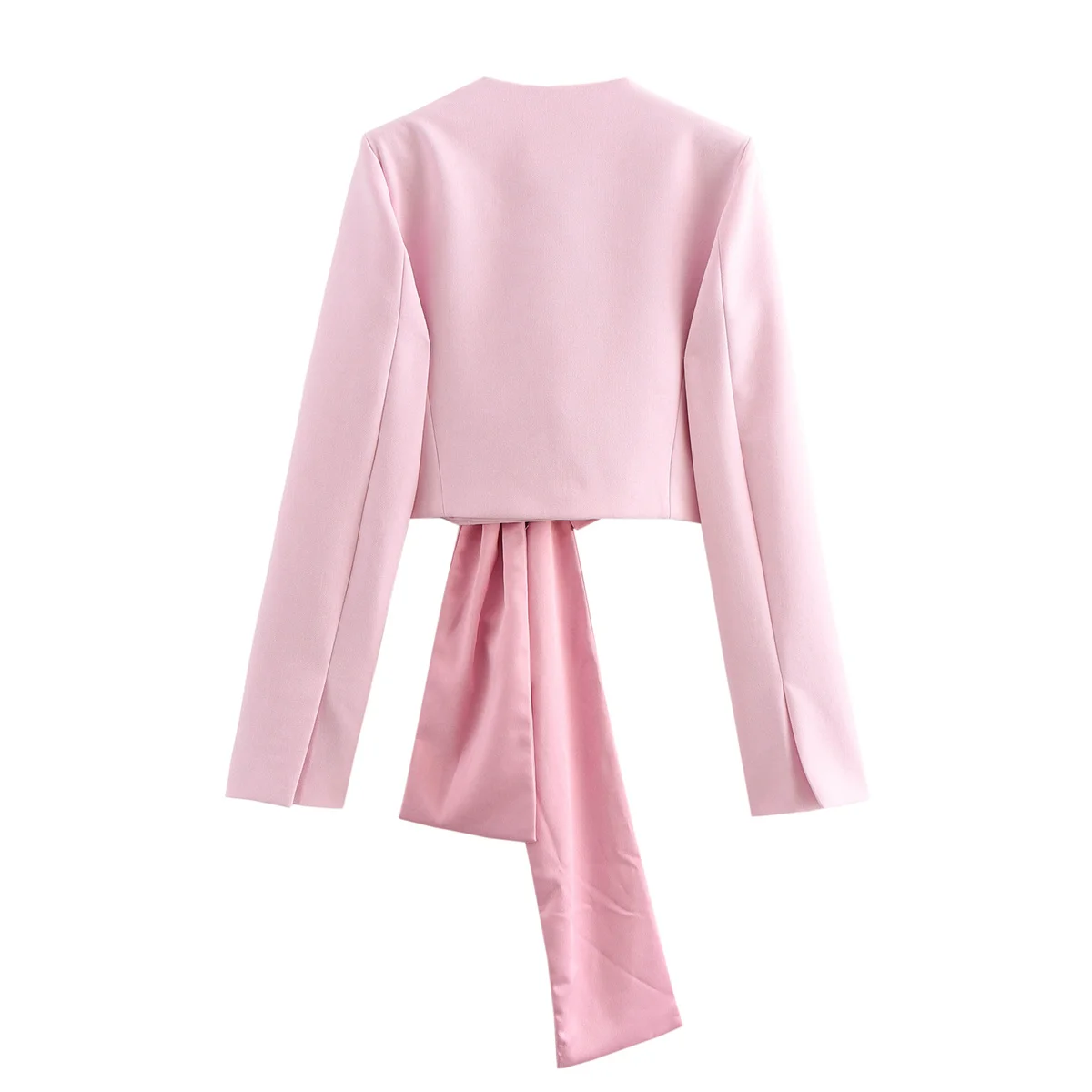 3D Big bow Pink Short Coat High Street Office Deep V-Neck Button Vestcoat Female chic vest 2024 New Fashion Tops