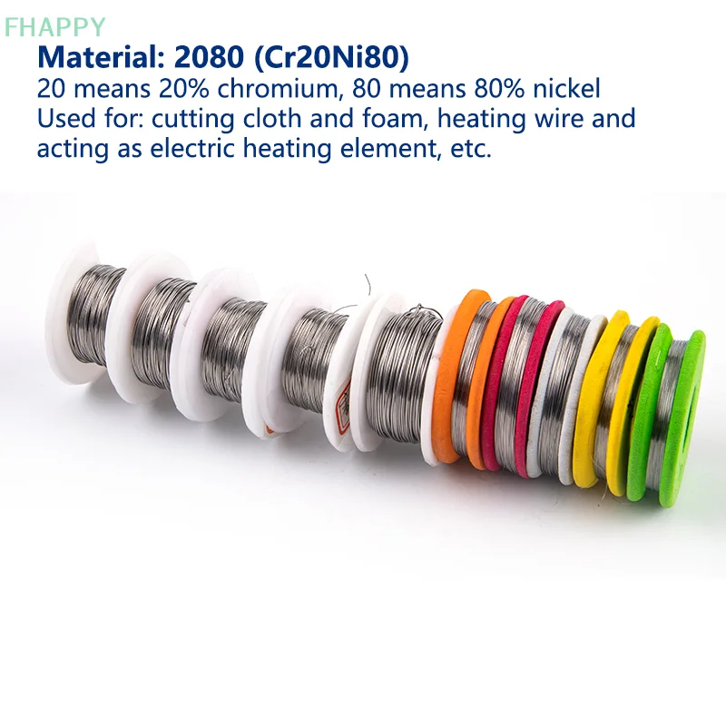 Alambre de calentamiento Cr20Ni80 de 20M, 0,1-0,5mm de diámetro, alambre de nicromo, cables de resistencia de espuma de corte, hilo de calentamiento de aleación