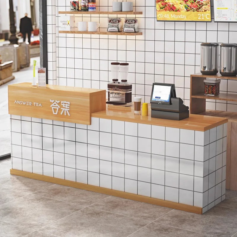 Checkout page Simple front desk, reception commercial small store bar, milk tea snack bar restaurant