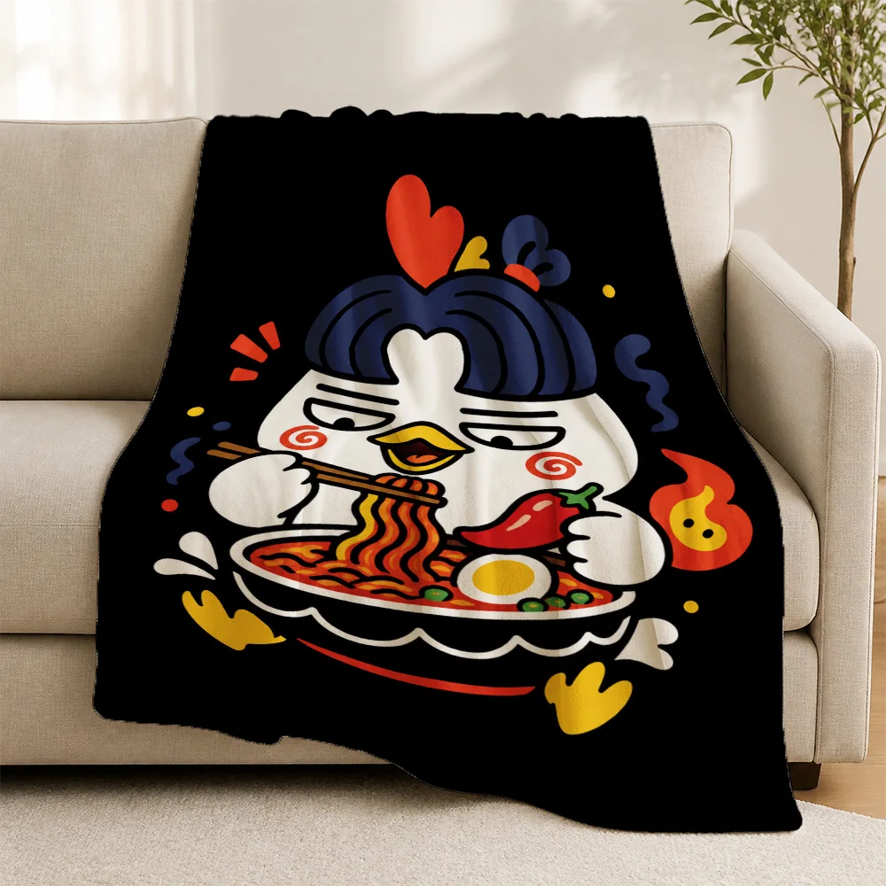 Cute Cartoon Food Lover Throw Blanket for Sofa Couch Seating Area Decoration Kawaii Cozy Kitchen Dinner Theme Gift Blanket Decor