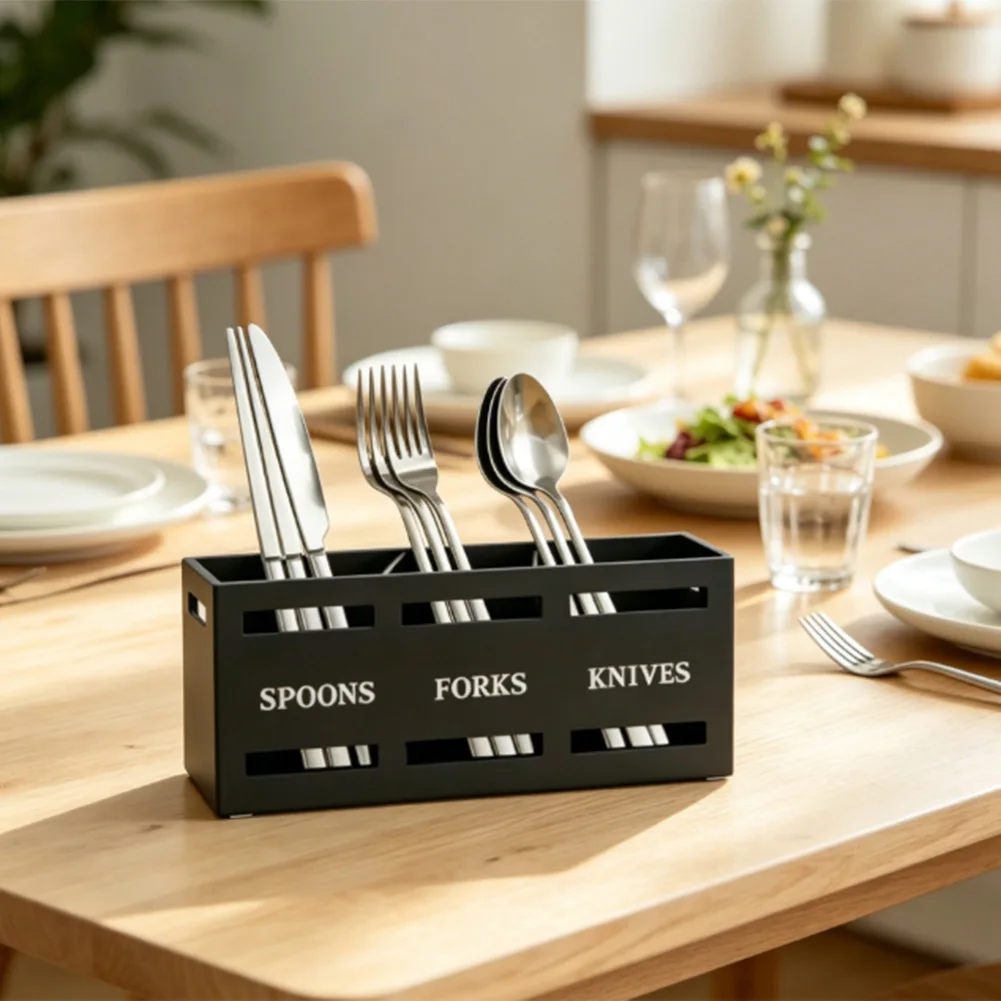 Simple Wooden Cutlery Rack for Utensils Storage on Kitchen Counter 25.5 8.7 11 cm Dimensions Eco Friendly Build