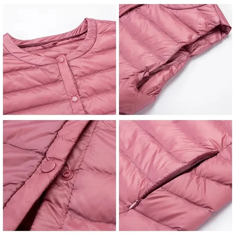 New Autumn Winter Women Casual Slim Mid-length Down Padded Jacket Waistcoat Cotton Vest Female Warm Ultra Light Down Vests
