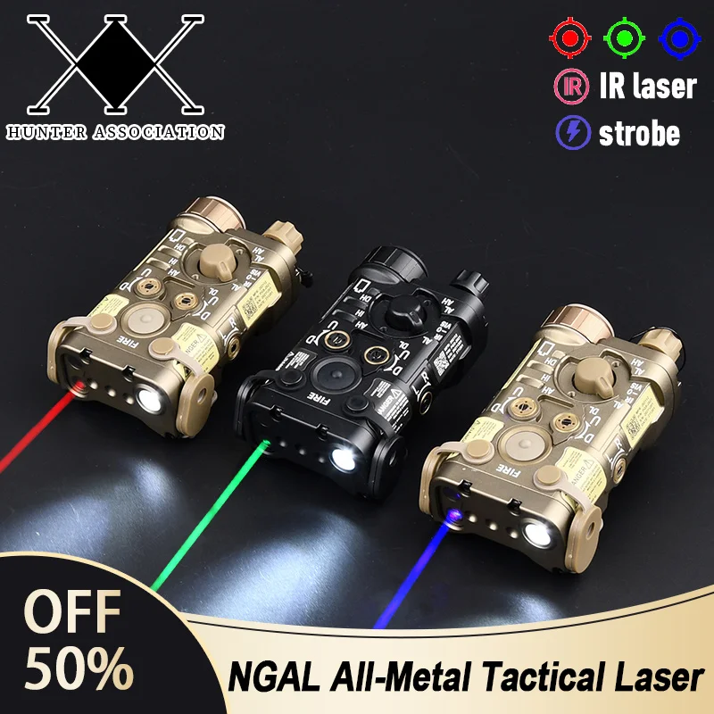 

All Metal Tactical NGAL Pointer IR Red Dot Green Blue Sight Strobe LED Light For 20mm Rail Hunting Weapon Scout L3-NGAL Laser