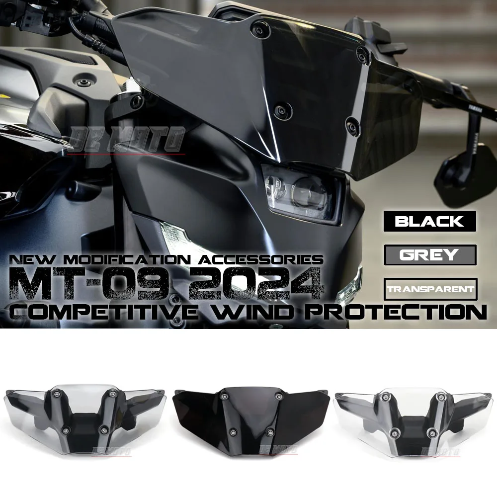 

NEW For Yamaha MT-09 MT 09 MT09 mt09 2024 Windshield Bracket Motorcycle Accessories Transparent/Smoky/Black Windscreen Kit