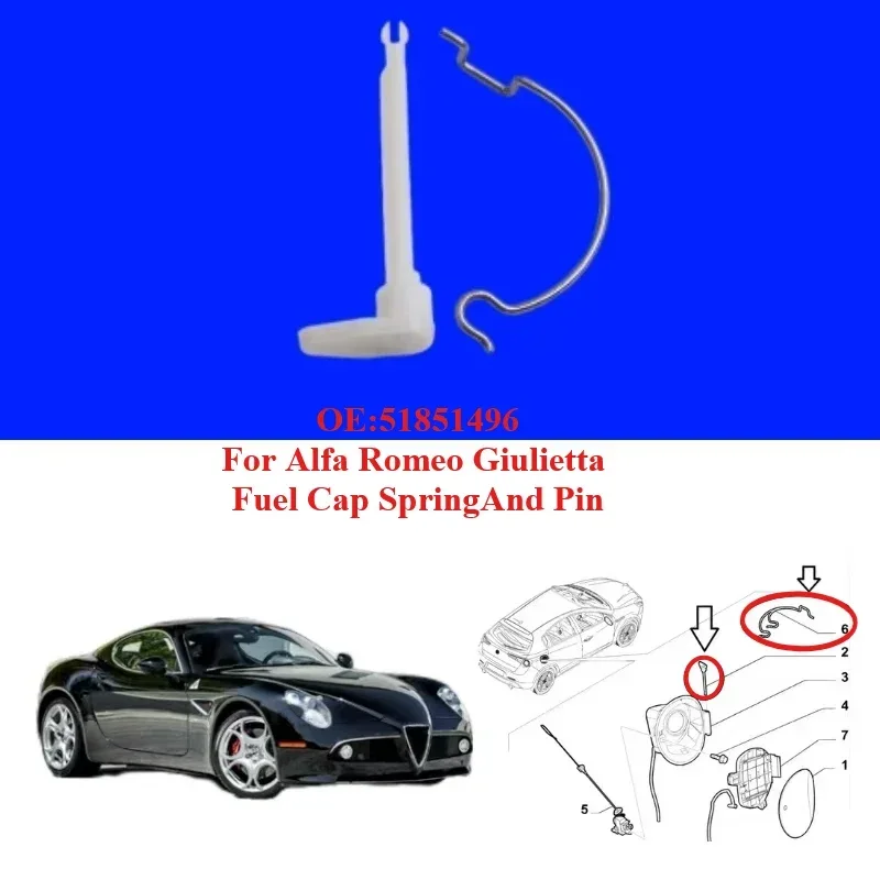 Brand New Fuel Cap Spring And Pin For Alfa Romeo Giulietta  Lancia Delta #51851496 Car Magical Accessories  2008 2009 2010-2021