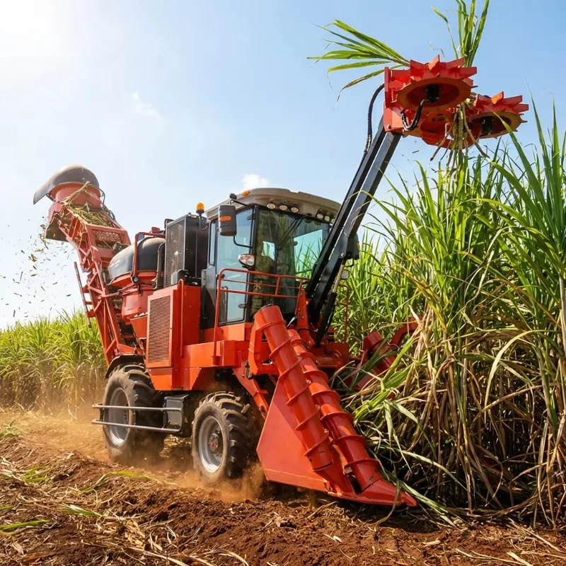 Crawler Sugarcane Harvester Self Propelled Cane Cutter Combine Machine Farm Use OEM Customized