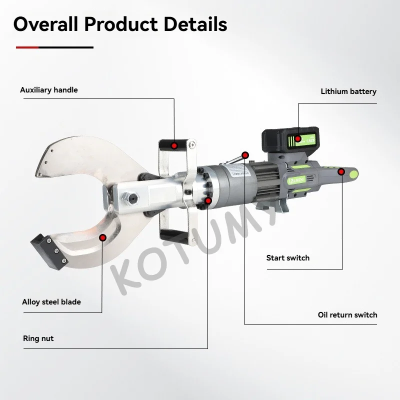 Tesoura de cabo elétrico LZ-105/120C/135C/150C Ferramenta hidráulica Cortador de cabo Motor sem escova Alicate de corte de bateria de lítio