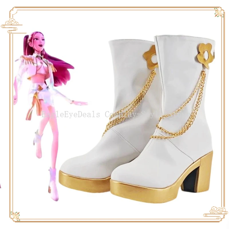 

KPop Охотники на демонов Мира Косплей Костюм Золотая сценическая обувь Сапоги ручной работы из искусственной кожи Аниме Карнавальная вечеринка Обувь для Хэллоуина