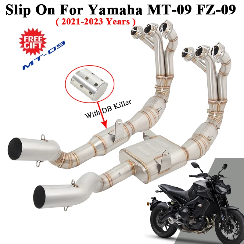 

Motorcycle Exhaust Escape Systems Slip On For Yamaha MT-09 MT09 FZ-09 2021 2022 2023 Front Link Pipe With Catalyst Connect 51mm