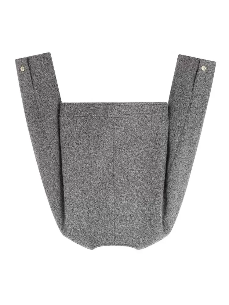 HH Vrouw Ronde Hals Lange Mouwen Enkele Breasted Zak Knop Decoratie Jas Vrouwelijke Winter Vrije tijd Street Style Korte Jas