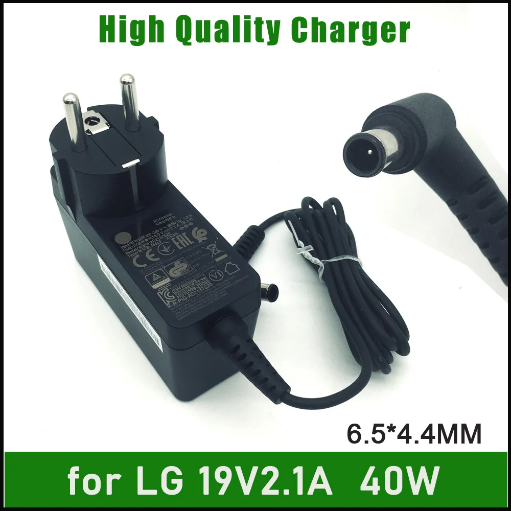 Adaptador de CA genuino 40W 19V 2.1A ADS-45FSQ-19 19040EPCU-1 P/N:EAY 65890005   para monitores LG Cable cargador de fuente de alimentación