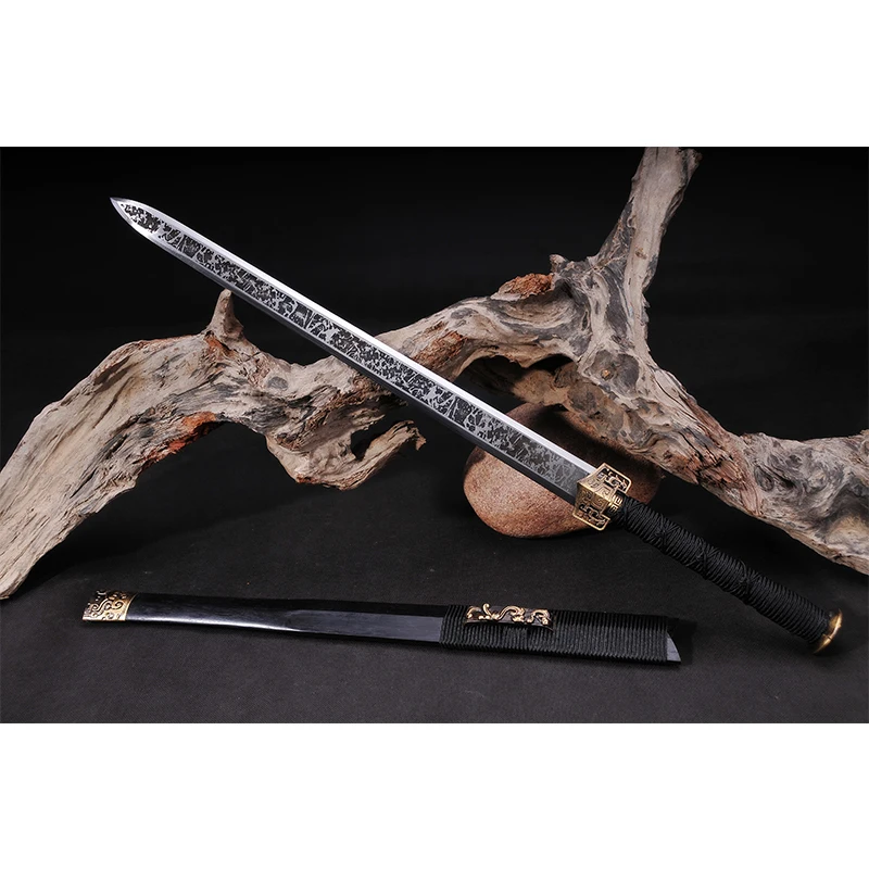 Steel Chinese Medieval Sword, Short Blade, Forge Etching, Zombie Pattern, Metal Craft, Home Decoration, Ornament