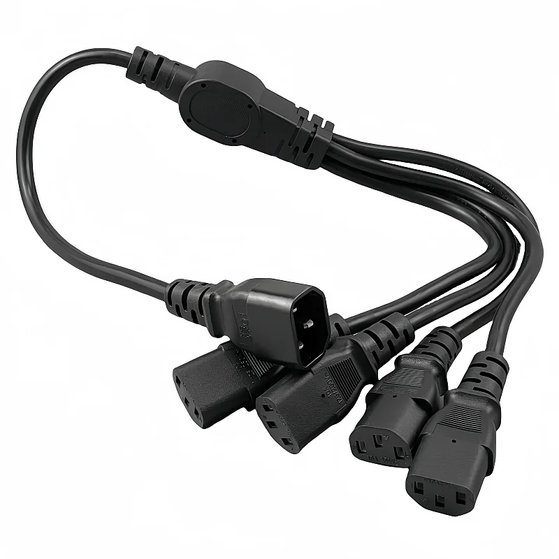 High Quality IEC 320 C14 Male Plug to 4XC13 Female Y Type Splitter Power Cord C14 to 4 x C13 250V/10A