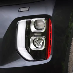 Front Bumper Grille Fog Light Lamp Eyelid Eyebrow Cover Trim Fit For Hyundai Palisade 2020 - 2023 Red / Carbon Fiber Accessories